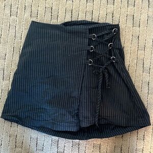Pin stripe lace up black skirt from wild fable